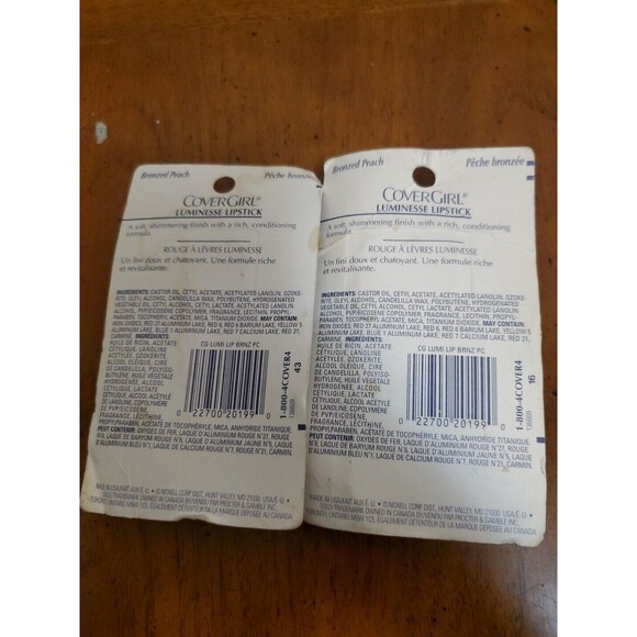 Cover Girl Luminesse Lipstick 345 Bronzed Peach 2 Packages New NIB - Picture 2 of 6